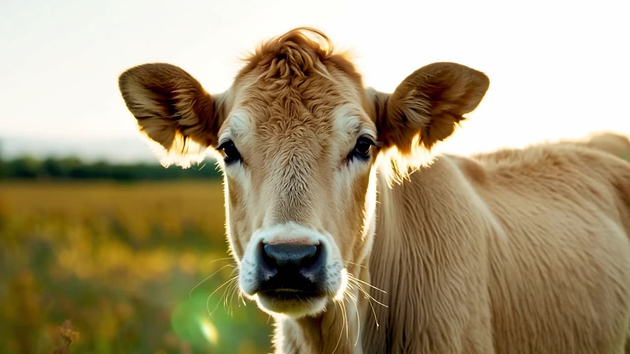Primo piano di un vitello marrone in un campo