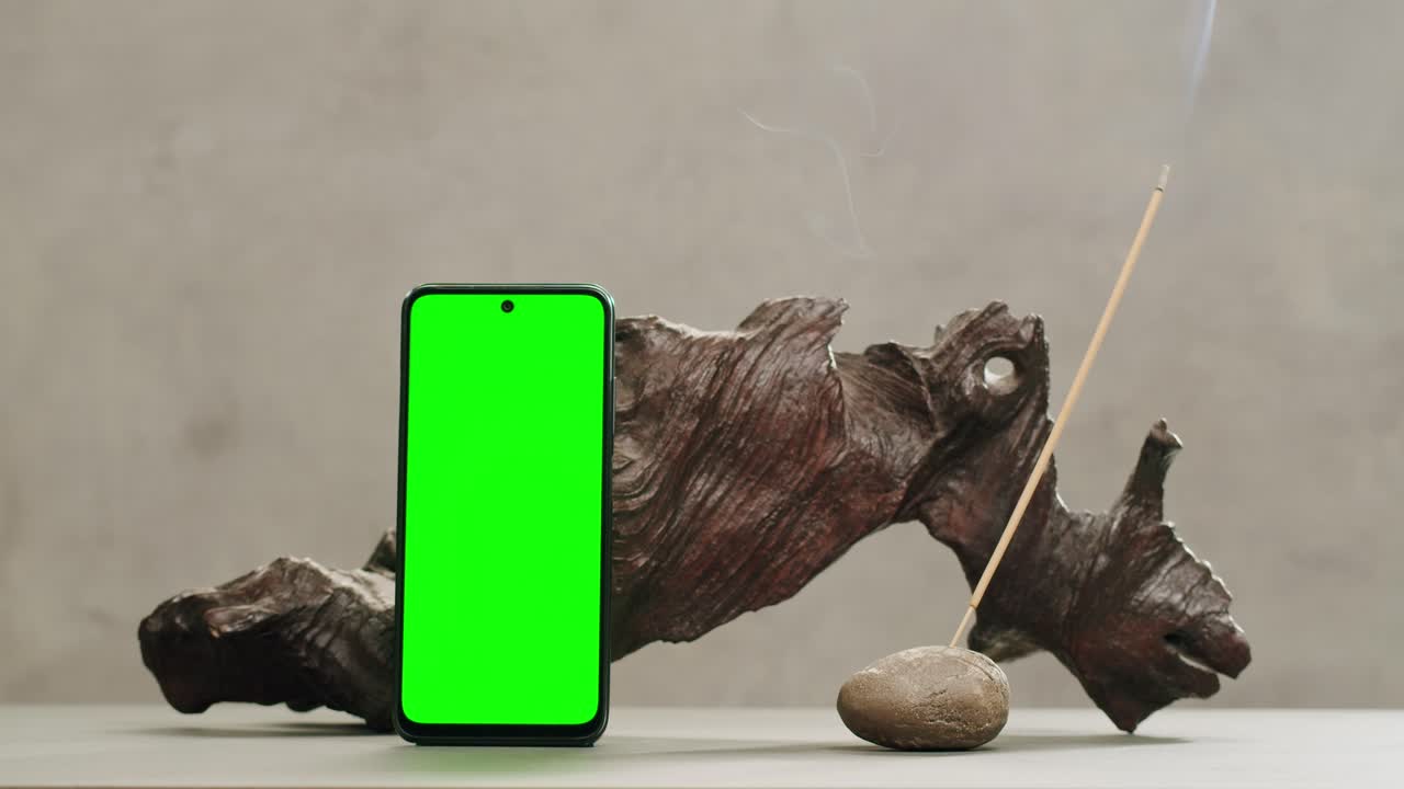 Person holding Palo Santo wood stick in hand, aromatic Palo Santo burning on black background, smoke spreading around, slow motion video clip, high quality 4k close up footage. High quality 4k footage