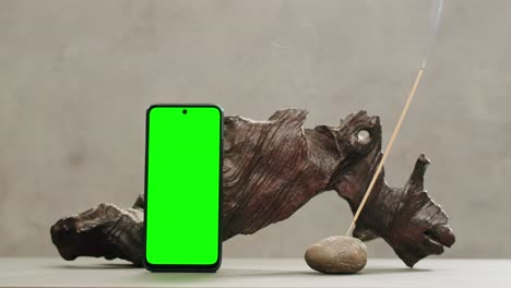 person holding palo santo wood stick in hand, aromatic palo santo burning on black background, smoke spreading around, slow motion video clip, high quality 4k close up footage. high quality 4k footage