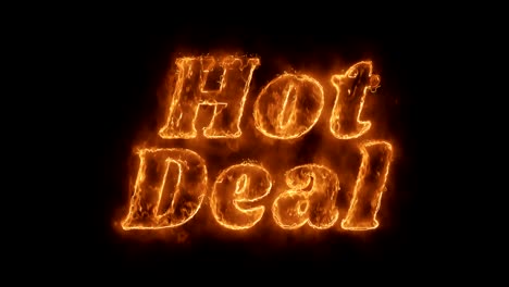 hot deal word hot animated burning realistic fire flame loop.