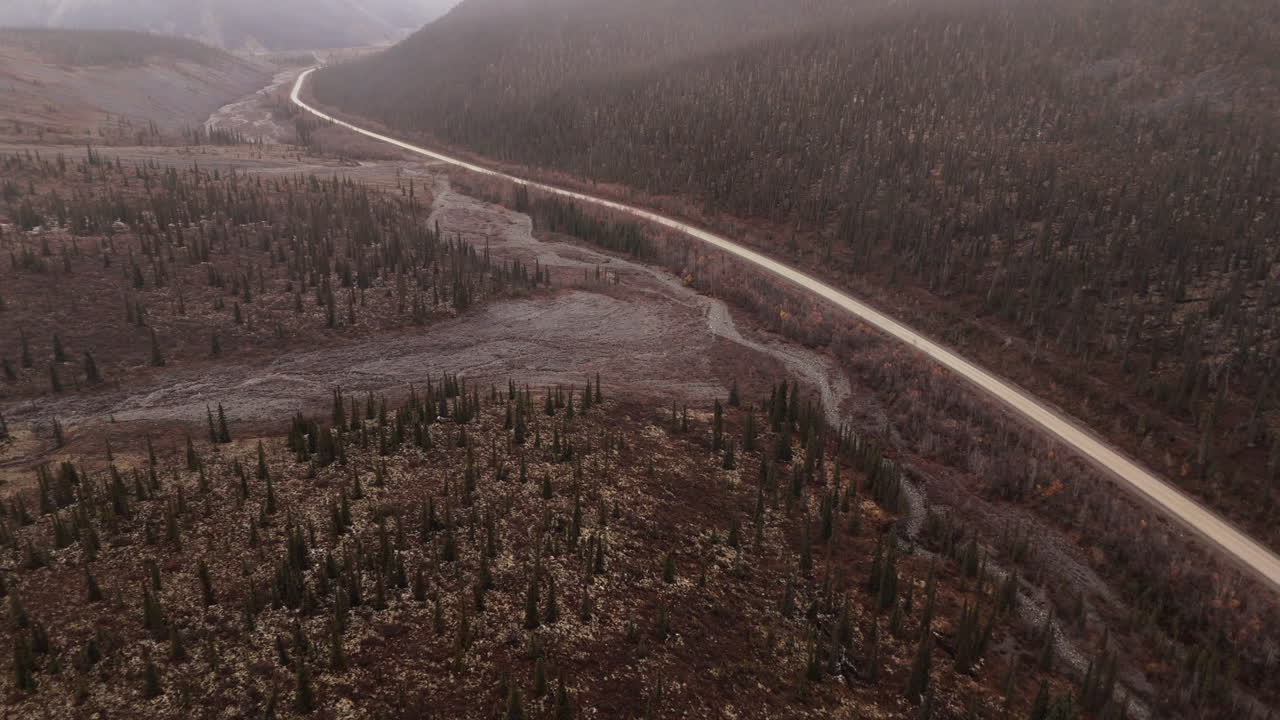 Ogilvie Mountain Near Dempster Highway In Yukon, Canada - Drone Shot