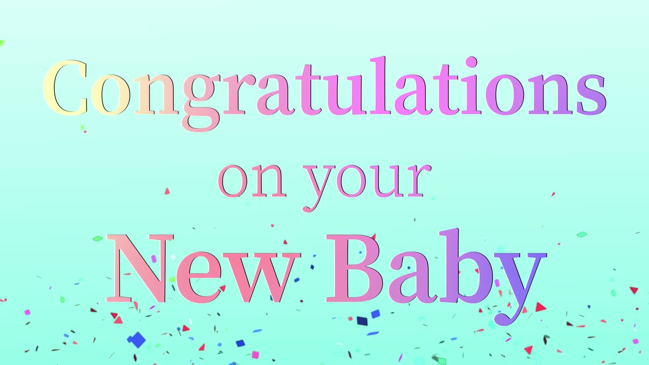 새로운 아기에게 축하합니다 문자 메시지 애니메이션 모션 그래픽