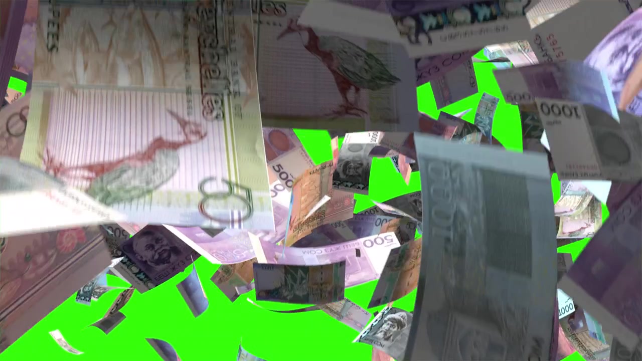 Caduta di Soldi su Schermo Verde