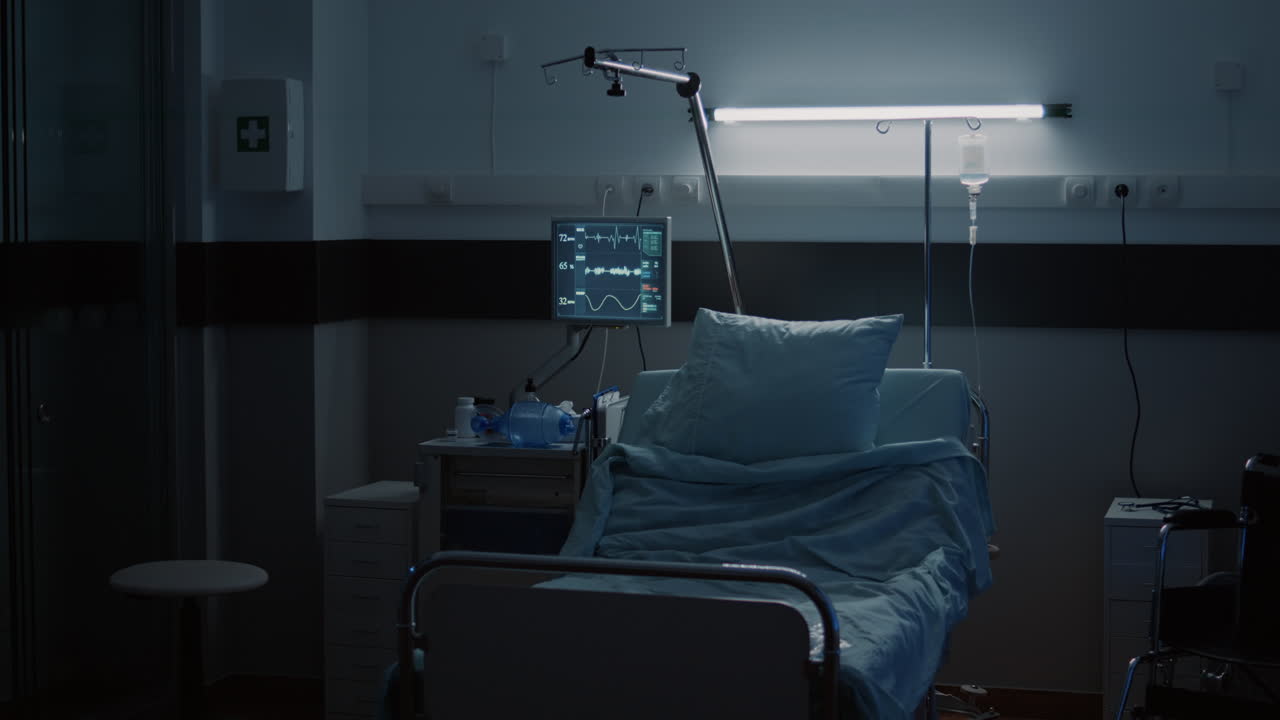 Empty hospital ward with modern medical equipment
