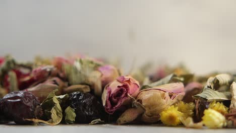 close-up of a colorful herbal tea blend