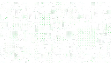 Animation-of-green-shapes-over-spots-on-white-background
