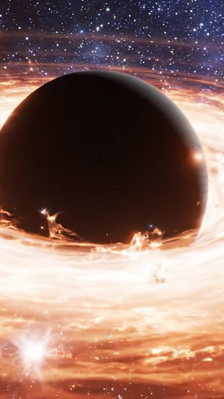 Engaging and Mysterious Cosmic Scene Featuring a Black Hole Surrounded by Radiating Energy, Stars, and Interstellar Space, Defying Conventional Understanding of the Universe