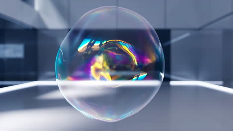 iridescent bubble in a modern abstract space