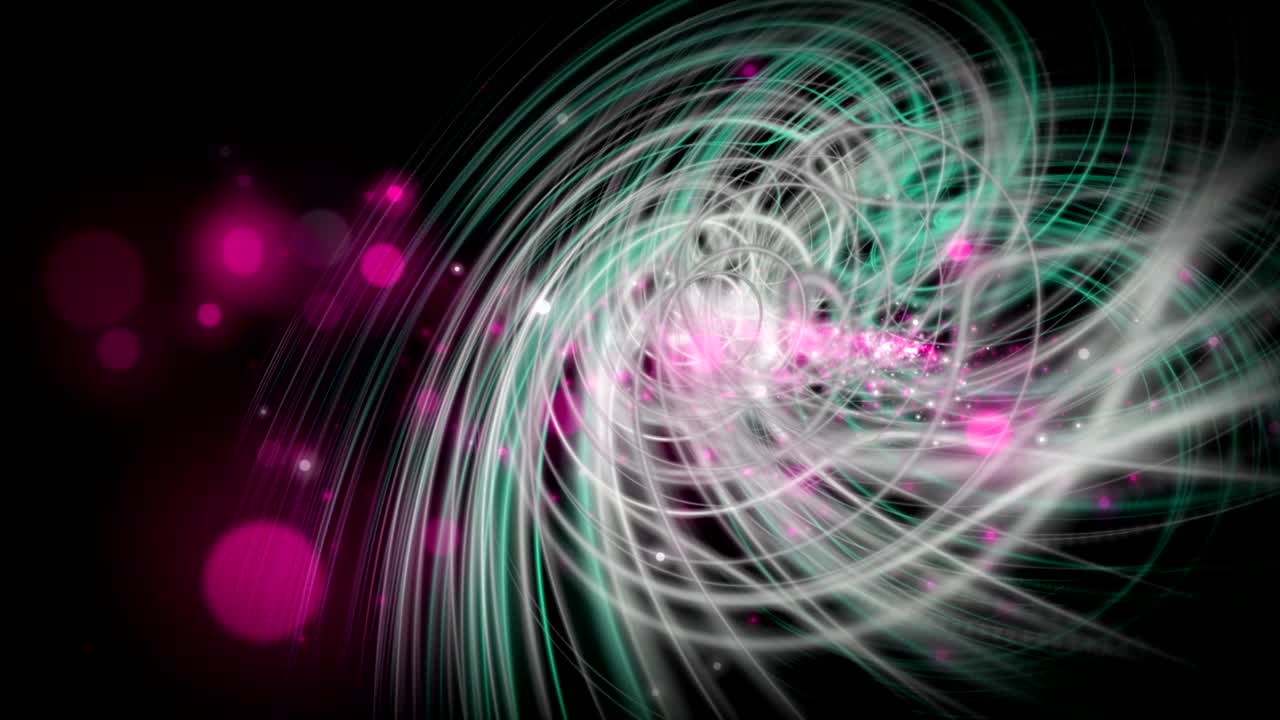 animación futurista con objeto de rayas y partículas parpadeantes en cámara lenta, 4096x2304 bucle 4k