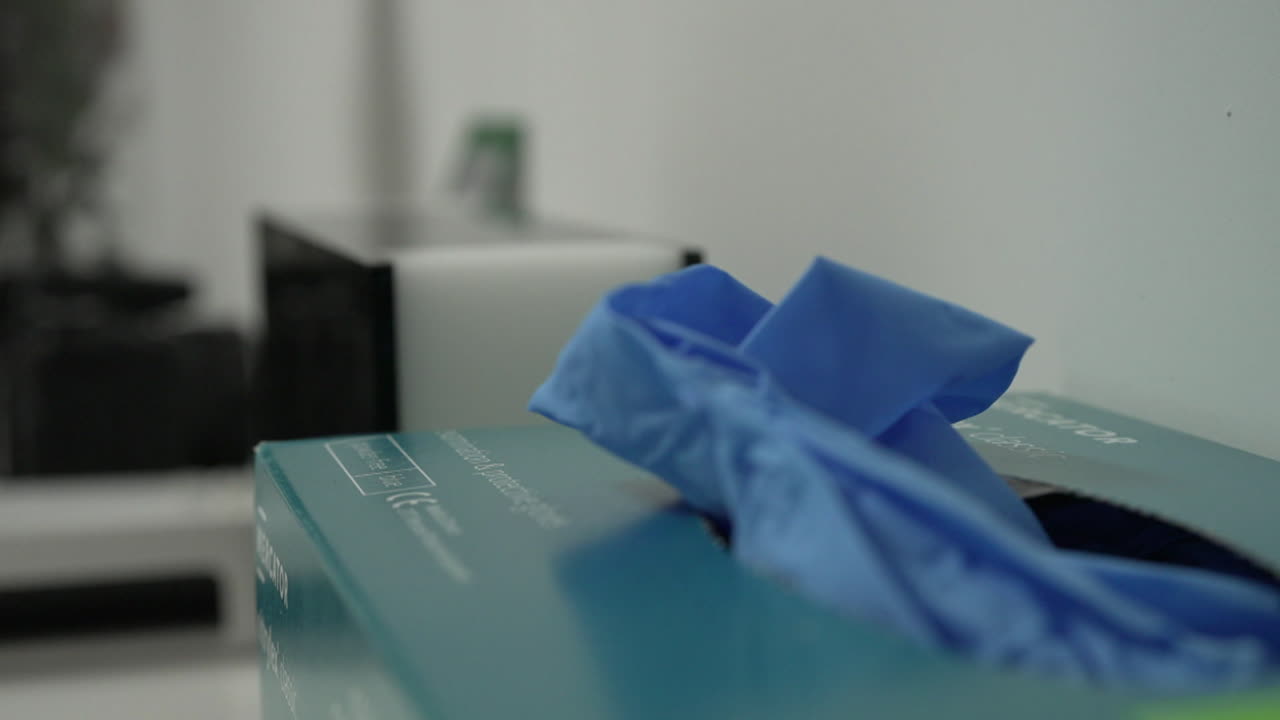 Blue nitrile gloves in a box