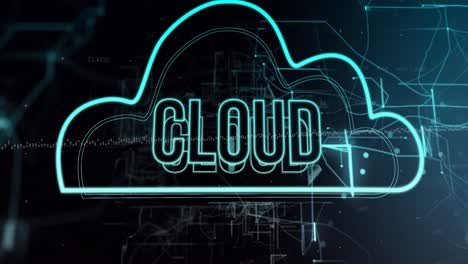 Animation-of-cloud-text-and-data-processing-over-dark-background