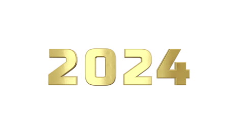 golden 2024 text animation isolated on white background