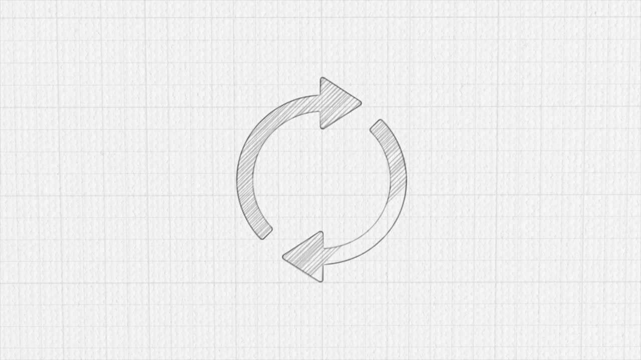 icona di simbolo di riciclaggio di linea con effetto di disegno a colori. animazione doodle. 4k