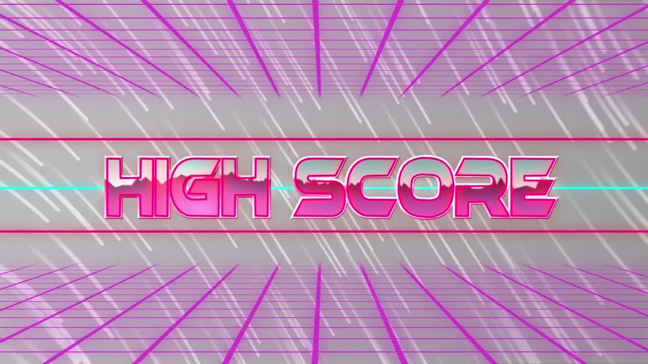 Animation of high score text over lines on grey background