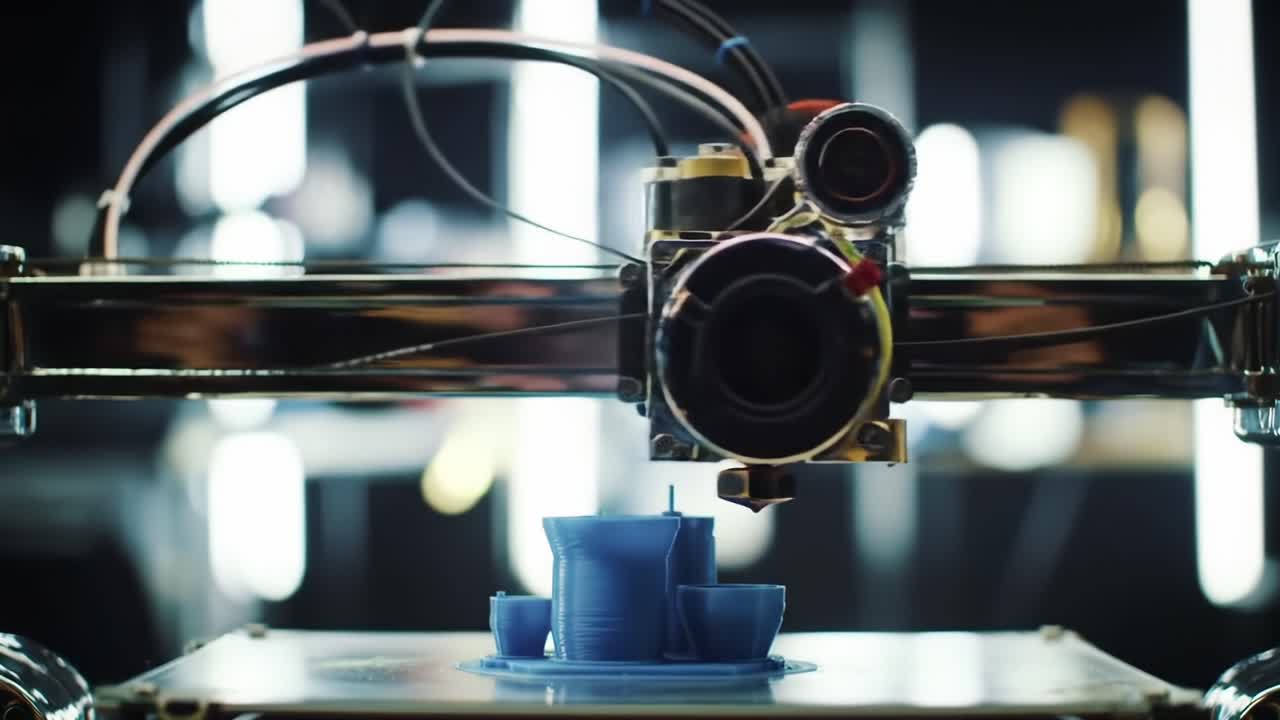 A High-Resolution Capture of a 3D Printer Working: Layer by Layer Creation of a Blue Object in a Dimly Lit Environment with Focus on Precision and Technology
