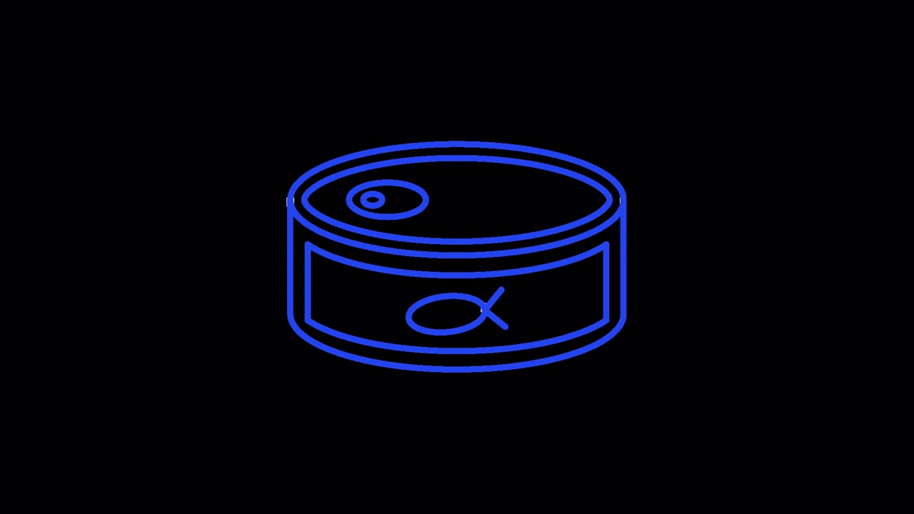 Animated Blue Line Drawing of a Fish Can