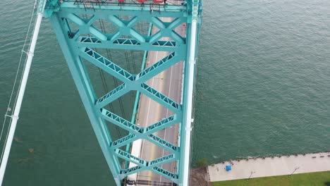 ambassador bridge aerial view - detroit to canada