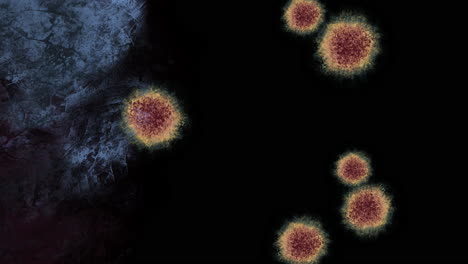 Virus-cells-float-in-dark-abstract-space,-animation