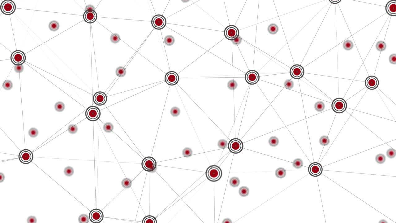 Abstract network animation connected circles. 4K Seamless loop