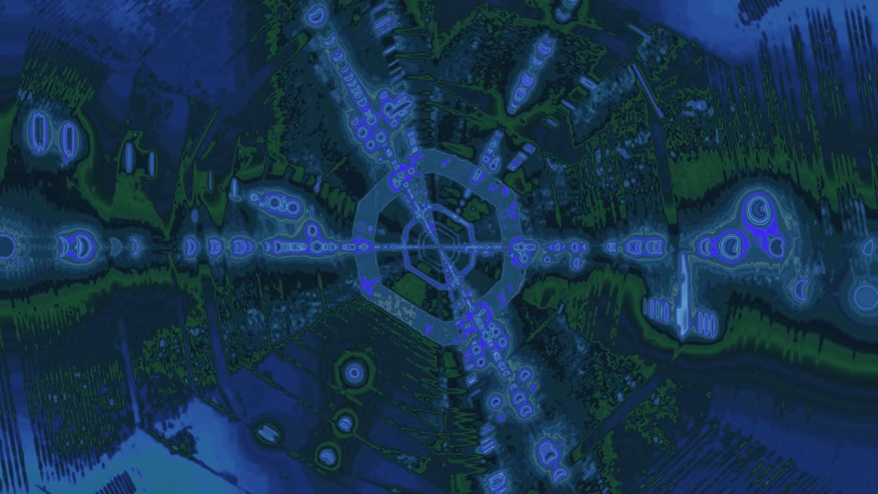 Dynamic abstract patterns swirl in varying shades of blue, creating a captivating visual experience. The design pulsates and flows smoothly, ideal for digital art displays or immersive environments