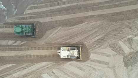 aerial view of heavy equipment at a construction site