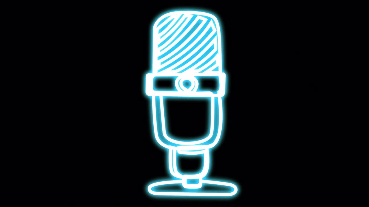 음파와 함께 네온 마이크의 애니메이션.