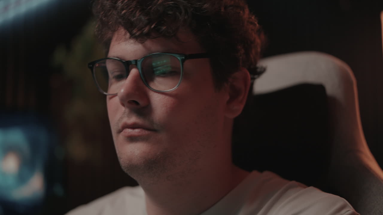 Man focused on a computer game