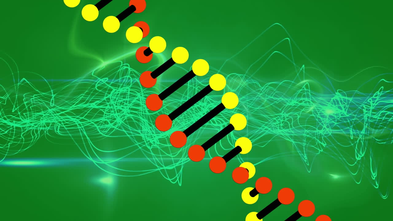 Animation of network of connections over dna strand