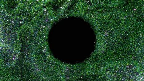 green glitter circle background