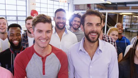 portrait of business team standing together in office