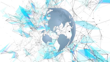 animation of network of connections with globe on white background