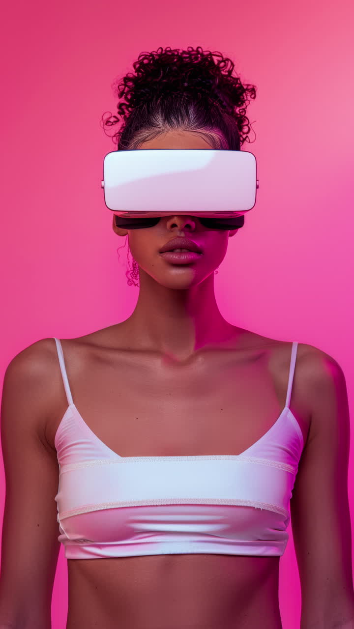 Sequence of females with VR headsets made with AI