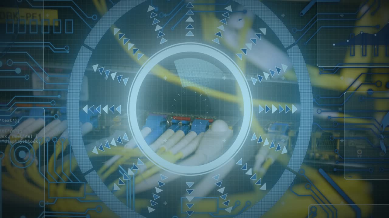 Animation of scope scanning over cables in computer server