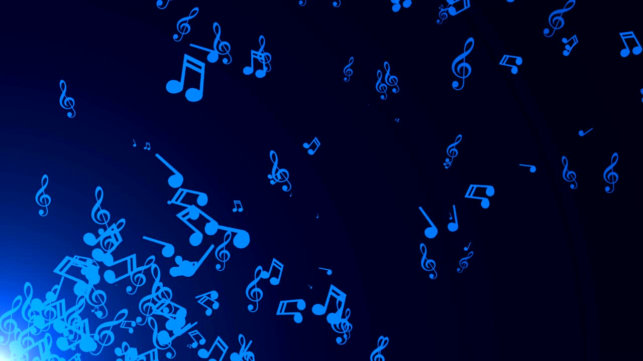 음악적 음표는 떠다니고 추상적인 배경