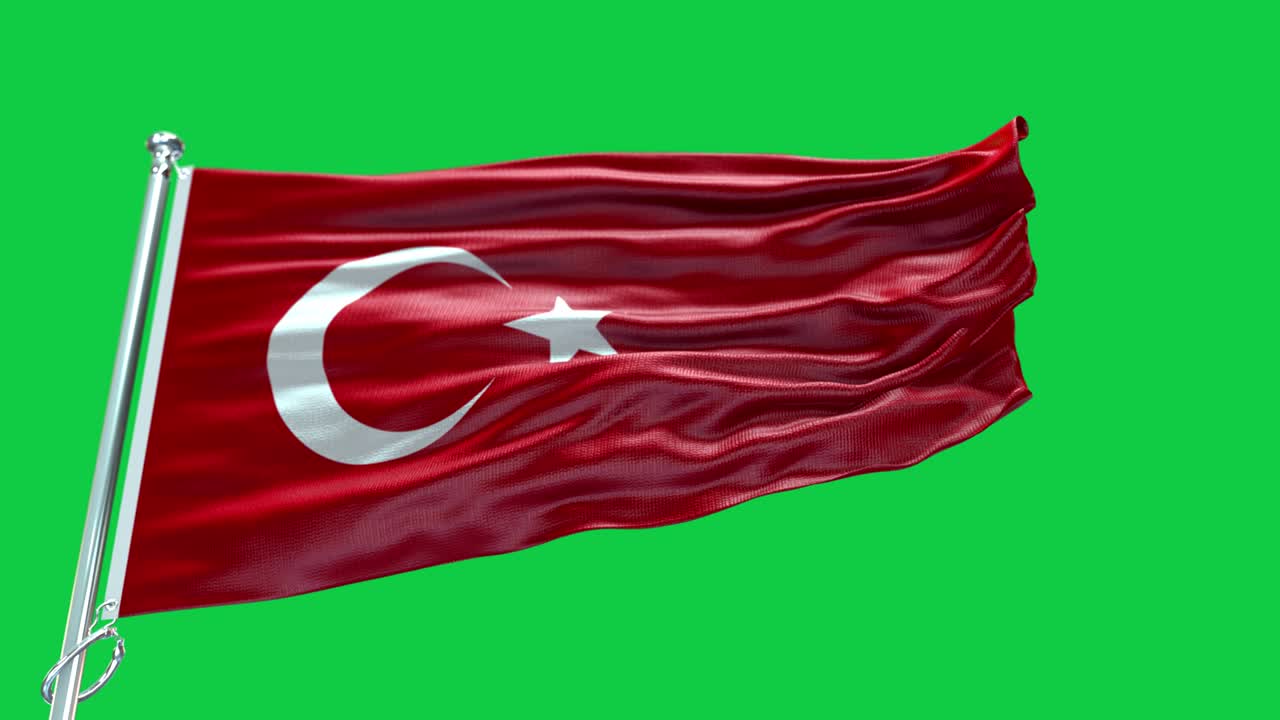 4K Meget Detaljeret Flag fra Tyrkiet - Tyrkisk Flag Høj Detaljegrad - Nationalflag Tyrkiet bølge Mønster loopbare Elementer