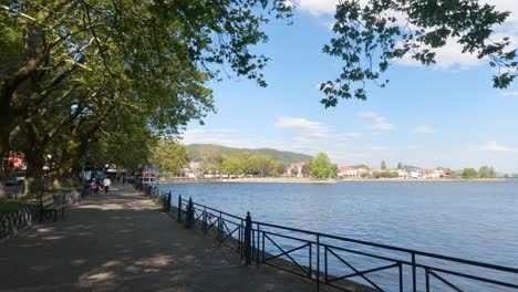 tranquil tree lined lakeshore footpath in ioannina