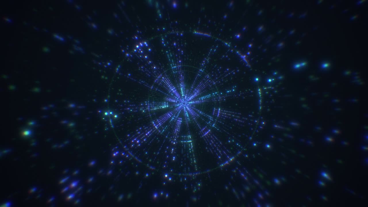 Digital big data abstract tunnel light streaks effect animation background. Flying into digital technologic tunnel