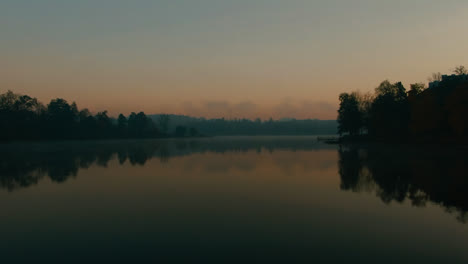 fly-over-lake-Tabor-Czech-autumn-cold-morning-sunshine