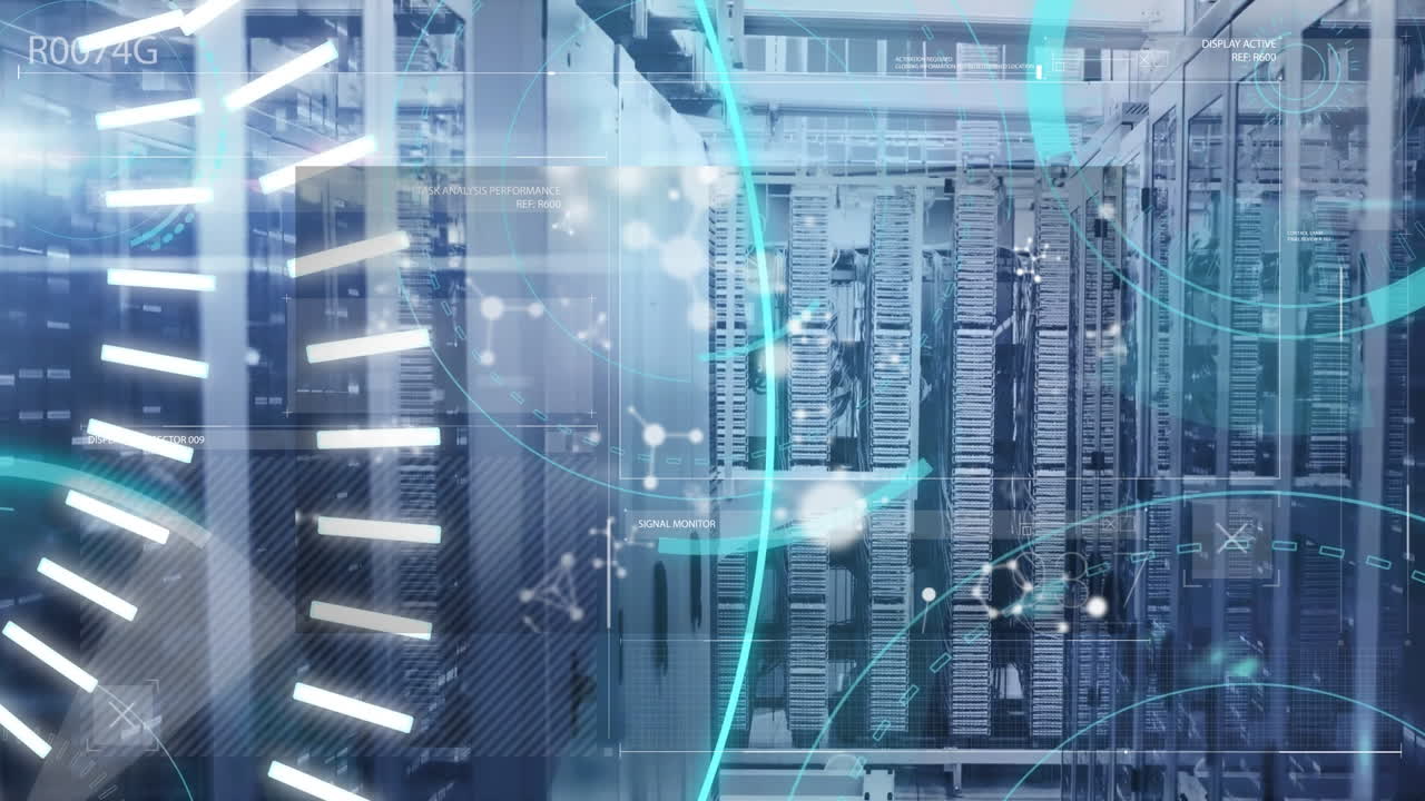 Animation of network of connections with scope over computer servers