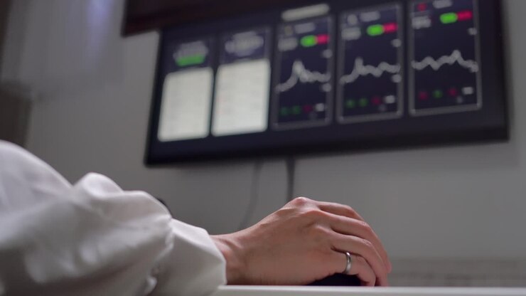 暗号通貨市場の統計を分析する匿名の女性トレーダー