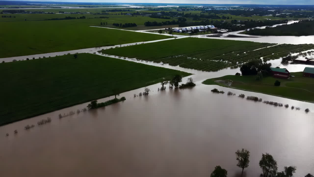 Aerial View of Flooded Farmland