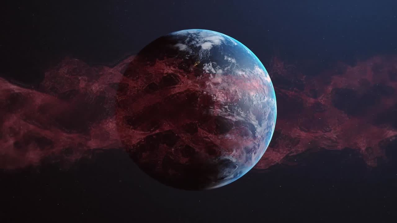 지구 위에 빛나는 빛의 흔적의 애니메이션