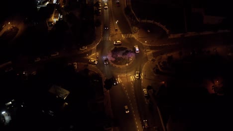 night aerial view of a city intersection