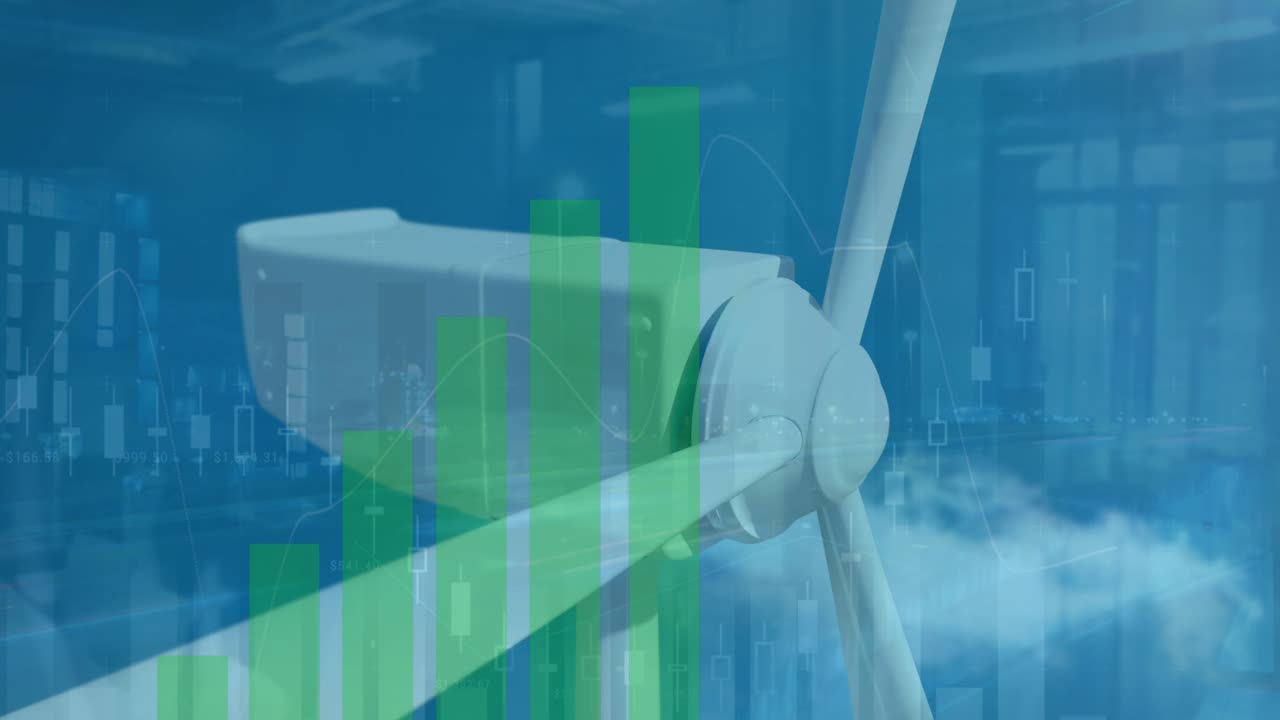 Animation of data processing over wind turbine