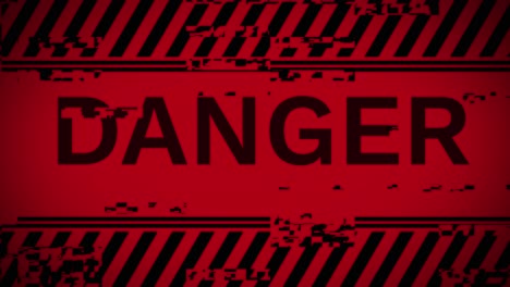 Danger warning alert red warning message text on screen loop animation glitchy interface system