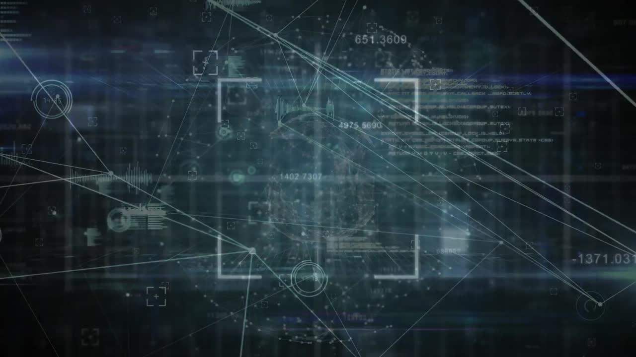 animación de la red de conexiones y procesamiento de datos en negro