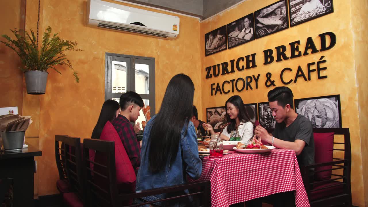Group of friends having lunch at Zurich Bread Factory & Cafe