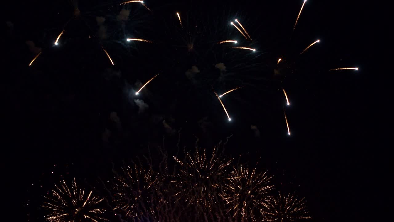 Beautiful colourful fire work display at night for celebration in festival
