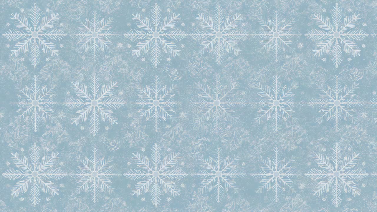 Advancing frames causing snowflake pattern shifting right on blue textured backdrop, creating loop