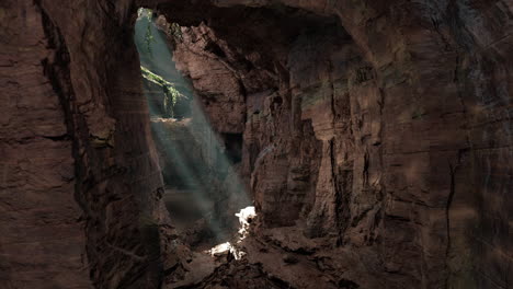 sunlight streaming through a cave opening